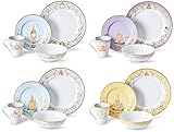 Disney Themed Dinnerware Set - 16 Ceramic Dishes, 4 Place Settings | Collection 1| Cinderella, Aladdin, Little Mermaid, & Beauty and the Beast Colorful Dinner & Dessert Plates, Bowl & Mug