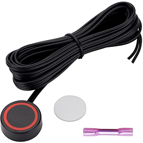AOLIHAN 12V/24V Round Waterproof Momentary Car Horn Push Button Switch Black with Pre-soldered Wires and Quick Connector for UTV RZR ATV Polaris Ranger Car Auto Motor Train Boat Marine (Flat Button)
