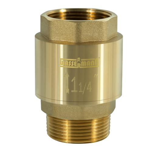 Wassermann 1-1/4" Brass Check valve 1.25“ NPT water Check Valve for submersible well pump 1.25 NPT inlet x 1.25 FNPT Outlet Suitable For Well Pump Irrigation System Water Supply System