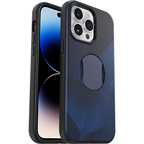 OtterBox iPhone 14 Pro (Only) OtterGrip Symmetry Series Case - BLUE STORM (Blue), built-in grip, sleek case, snaps to MagSafe, raised edges protect camera & screen
