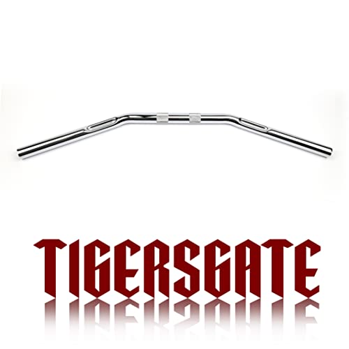 TIGERSGATE 1 inch Chrome Dimpled Simple Fat Drag Bars Compatible with Bobber Brat Cafe Chopper Custom Motorcycles 2007-up Sportster XL Models