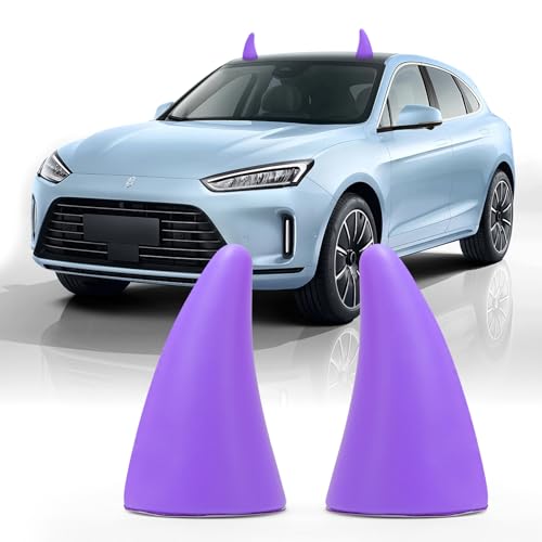 YGMONER Car 3D Devil Horns Sticker (Easy to Find Car in The Parking Lot) Halloween Car Roof Decor Elasticity Foam Bull Horns (Fashion Purple)