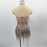 JUBAODS Sparkly Diamante Fringe Bodysuit Women Sexy Dancer Celebrate Outfit Prom Bar Birthday Nightclub Drag Queen Costume (colorful)