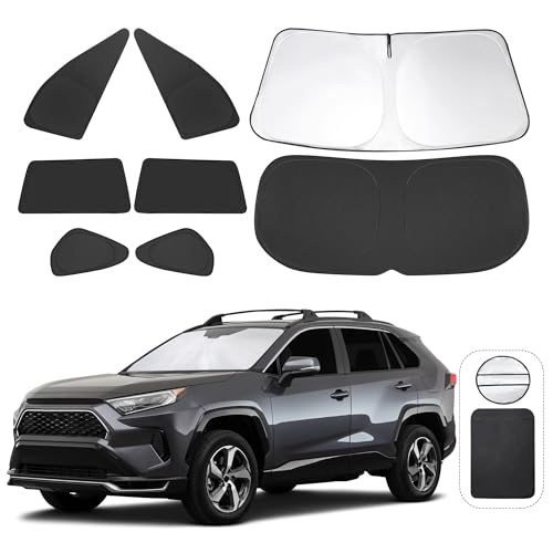 TINGLU Window Shades for Toyota RAV4 2019-2024 2025 Accessories Car Side Full Windows Rear Triangular Windshield Sun Shade Sun UV Rays & Privacy Protection for Camping,Napping,and Relaxing 8PCS