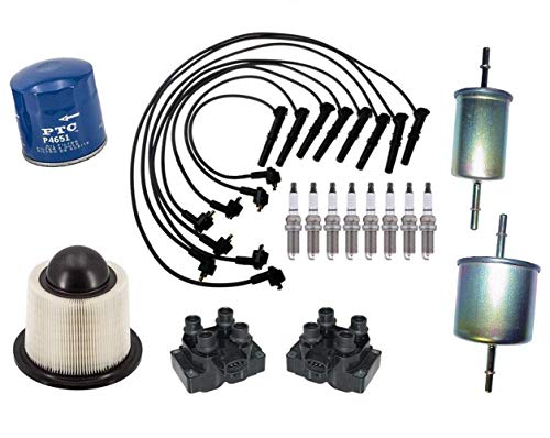 Mac Auto Parts Wires Ignition Coils Spark Plugs Air Gas Oil Filters Replacement Kit for Ford F150 4.6L 97-99