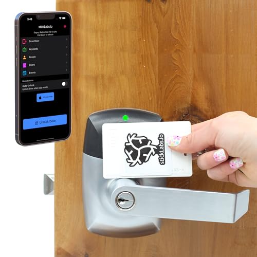 RFID Commercial Lever Door Lock, Access Control System App, Includes 2 NFC keycards (Right-Hand)