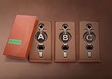 Leather Keychain For Men, Single Letter Alphabet with Easy Clasp - C - Rich Brown - One Size