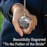 FJ FREDERICK JAMES Father of The Bride Gifts - Engraved 'Father of The Bride' Pocket Watch - Dad of The Bride Gifts for Wedding