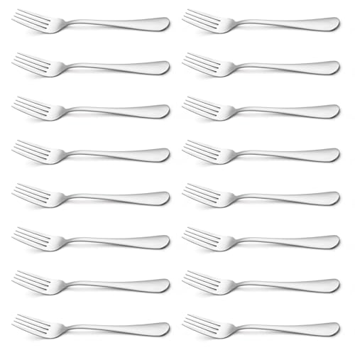 Briout Silverware, Set of 16 Dinner Forks, 8 Inches Premium Food Grade Stainless Steel Forks for Home Kitchen Party Restaurant, Mirror Polished Dishwasher Safe