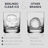 Premium Berlinzo Clear Ice Scull Maker - Crystal Clear 2.4'' Large Halloween Scull Ice Molds Tray for Whiskey Cocktails - Scull Ice Molds with Storage Bag – Black