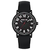 GOLDEN HOUR Waterproof Nurse Watch for Medical Professionals, Unisex - Analog Display, 24 Hour with Second Hand, Colorful Silicone Band in All Black