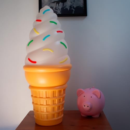 Goofballs 25-Inch Lighted Giant Ice Cream Cone Novelty Light – Retro Dessert Decor with Fun LED Lights for Indoor Use – Quirky Lamp for Kitchen or Party Display