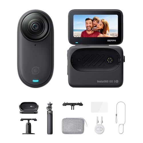 Insta360 GO 3S - 128 GB Ultimate Bundle Black 4K Tiny Portable Vlogging Camera, Hands-Free POVs, Mount Anywhere, Stabilization, 140 Min Battery Life, 10m Waterproof, Pet POV