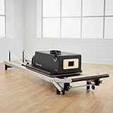 Merrithew™ At Home SPX® Reformer Package with Reformer Box, Footstrap, Padded Platform Extender and Metal Roll-up Pole – Pilates Workouts at Home(BLACK)