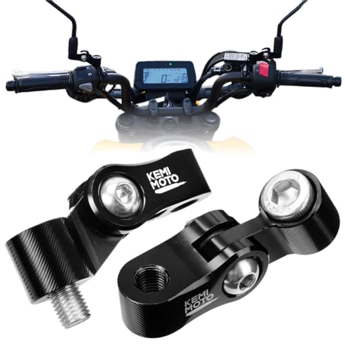 KEMIMOTO Motorcycle Handlebar Mirror Mount Aluminum 10MM 7/8" Mirror Bracket Holder Foldable Clamp Adaptor Universal Adjustable