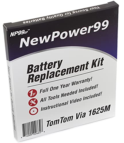 NP99sp NewPower99 Battery Replacement Kit for Tomtom Via 1625M with Installation Video, Tools, and Extended Life Battery.