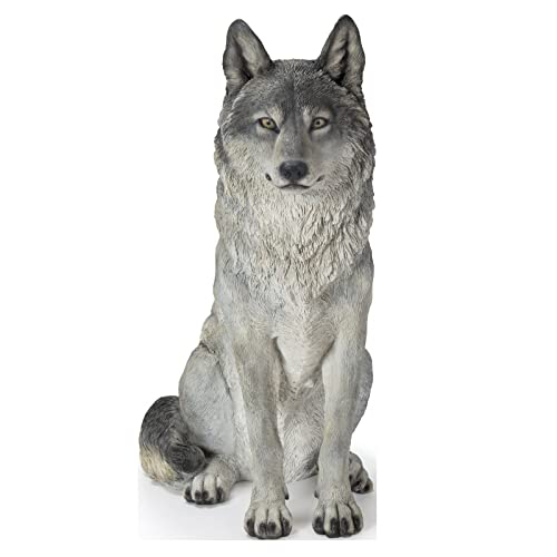 Hi-Line Gift Ltd. Sitting Grey Wolf Statue