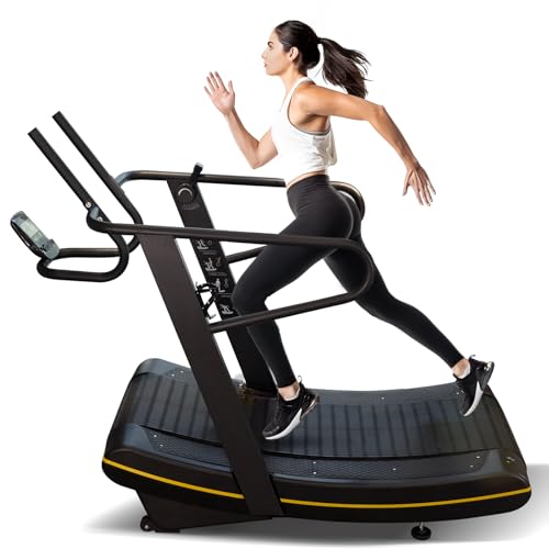 Curved Manual Treadmill - 8-Level Resistance Adjustment & LCD Display, Non-Electric Fitness Equipment for Home/Gym, Cardio & Anaerobic Training (Commercial Grade)