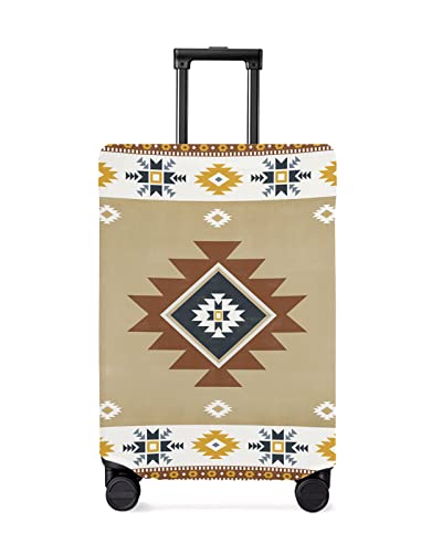 Retro Southwest Luggage Cover - XL Travel Suitcase Cover Essentials Protector Accessories,Personalized Print Clear Carry On Baggage Storage Covers Bohemia Native American Tribal Abstract Geometric