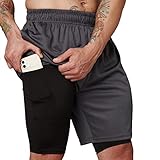 Ultra Performance 3 Pack Mens 2 in 1 Athletic Running Shorts 7 inch Inseam Workout Gym Compression Shorts for Men