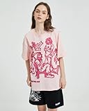 Oversized Graphic Tees for Women Y2k Men Streetwear Harajuku T-Shirts Vintage Tees Pink XL