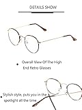 Onrtry Circle Blue Light Glasses for Women Men Round Metal Frame Computer Gaming Eyeglasses 2 Pack(Tortoise+Gold)