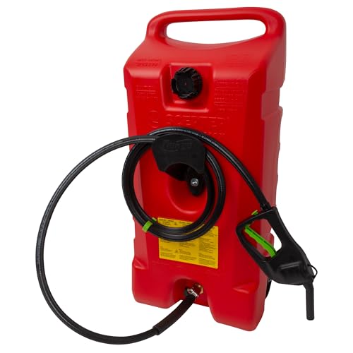 Scepter Duramax Flo ’N Go 14 Gallon Gas Caddy, 53 Liter Portable Fuel Tank and Fuel Transfer Pump with 10-Foot Hose for Lawn Mower, Farm, Marine, and Home Use, Gasoline Only, Red (2024 Version)