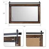 YOSHOOT Farmhouse Barn Door Mirror, 48"x30" Rustic Bathroom Mirror, Wood Frame Wall Mirror, Wooden Mirror for Living Room Bedroom Entryway Wall Décor, Horizontal Hanging ONLY