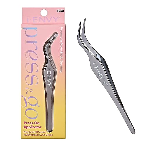 i-ENVY Press&Go Lash Applicator Tool, Nonstick Cluster Eyelash Tweezers for Quick & Easy False Lash Application, Lightweight Curved Angled Tip & Comfort Grip for Precise DIY Extension
