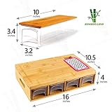 Bamboo Land- Large Bamboo Cutting Board with Containers & Vegetable Peeler Set, Cutting Boards for Kitchen with Holder, Chopping Board, Bamboo Cutting Boards for Kitchen, Wood Cutting Board