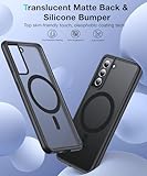 FNDMIL [NO.1 Magnetic] for Samsung Galaxy S21 Case with MagSafe[Military Grade Drop Tested][Translucent Matte][Anti-Fingerprint] Soft Silicone Bumper for Samsung Galaxy S21 Phone Case Slim,Black