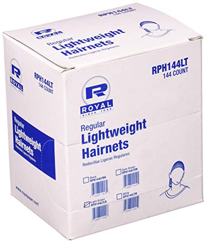 AmerCareRoyal Lightweight Hairnets - Comfortable, Breathable Hair Net for Food Service and Healthcare Facilities, Latex-Free, Disposable Hair Cap, 100% Latex Free, 24in, Light Brown, 144 Count