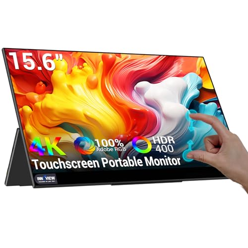 InnoView Portable Touchscreen Monitor 15.6'' 4K 3840x2160 100% Adobe 10 Point Touch Screen USB C HDMI Ultra Slim for Laptop Mac Switch Xbox Tablet PC Phone