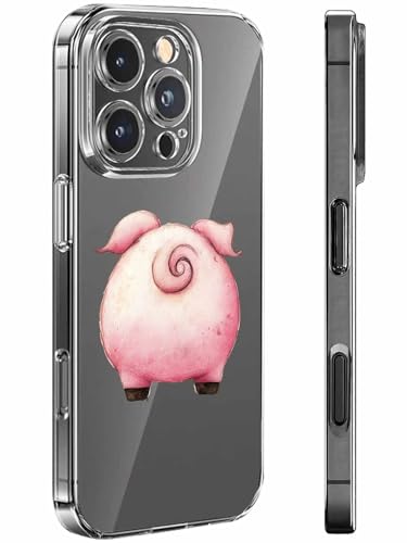 Compatible with iPhone 15 Pro Max Case 6.7 inch, Cute Funny Pig Pink Pig Ass Pink Tail Funny Animal Clear Phone Case Ultra Thin Anti-Scratch Transparent Phone Cover Shockproof Protective TPU Cover
