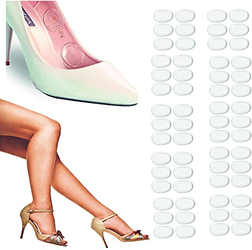 (60 Count) Heel Gel Stickers - Shoe Insert Pads - Adhesive Silicone Gel Soft Spot Pad - Blister Prevention - Heel Cushion Inserts for Loose Shoes - Shoe Pads for Loose Shoe, Heel Slipping, Rubbing