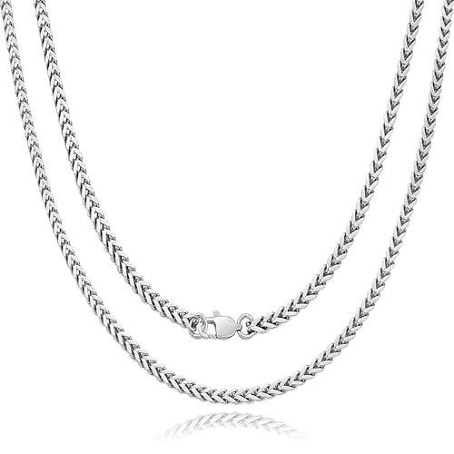 SanThree 4mm Solid Pure Titanium Necklaces for Men Women 4-Side Square Keel Twist Link Chain, Welded Finely Polished Shinny No Allergic Necklace for Anniversaries Birthday Jewelry Gifts, 25.6"