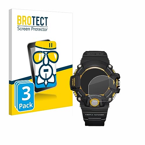 BROTECT Glass Screen Protector Film Compatible with Casio G-Shock GW-9400Y-1 (3 Pack) - Glass-Foil 9H Protection [Scratch Resistant, High Clarity]