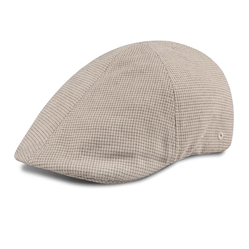 Dockers Men's Ivy Newsboy Hat, Khaki Microcheck, Small-Medium