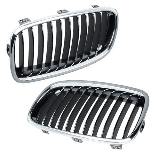 PAWODIKE 2pas For BMW 2011-2015 style 3Series F30 F31 Double Kidney Grille, Chrome frame Black stripe grills 316i 318d 320d 328i 335i bumper grille assembly, 51137255411 51137255412 left & right