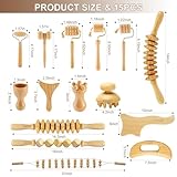 15 Pcs Wood Therapy Massage Tools Set Maderoterapia Kit Therapy Tools for Body Muscle Pain Relief Wooden Body Face Sculpting Tools Wood Roller Massager, Fascia Massage