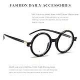 Gleyemor Retro Round Blue Light Glasses for Men Women 90s Vintage Costume Cosplay Eyeglasses (Black)