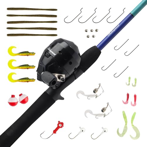 Shakespeare Catch More Fish Lake/Pond Spincast Reel and Fishing Rod Combo, Includes Berkley Fishing Baits, Tackle, & Tackle Box, Pre-Spooled with 6lb | 2.7kg Stren Line