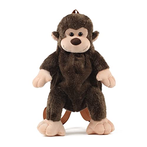 Whrigud Adorable Monkey Backpack with Leash Fluffy Monkey Stuffed Animals Shoulder Backpacks Lifelike Monkey Leash Casual Bag