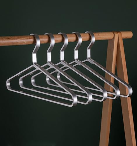 Premium Matte Silvery Aluminum Coat Hangers 6 Piece Set, 17.7” Extra Smooth & Durable Metal Shirt Dress Hanger,Aluminum Alloy Hanger,Clothing Support,Clothing Hang