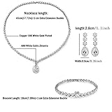 Hadskiss Jewelry Set for Women, White Gold Plated Wedding Party Jewelry for Bridal Bridesmaid, Necklace Dangle Earrings Set with White AAA Cubic Zirconia