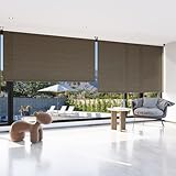 U-MAX Outdoor Roller Shade, 8'(W) x10'(H) Sun Shade Cover Canopy with 99% UV Protection, 220GSM HDPE Exterior Cordless Roll Up Shade Blinds Privacy Screen for Patio, Pergola, Gazebo, Mocha