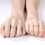 Beydodo 925 Sterling Silver Anniversary Ring Adjustable Matching Rings Sun And Moon I Love You Ring Promise