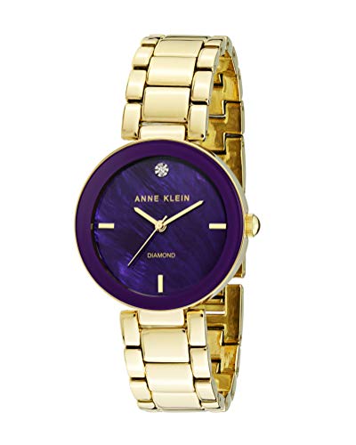Anne Klein Women's Japanese Quartz Dress Watch with Metal Strap, Gold, 16 (Model: AK/1362PRGB)