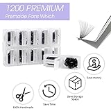 WENDY Lashes Premade Fans Eyelash Extensions 1200PCS Eyelash Extension 20D Volume Lash Extensions Loose Promade Fans D Curl Mixed 9-20mm Pointed Base Pre Made Lashes(1200PCS-20D-0.07-D, 9-20mm mixed)