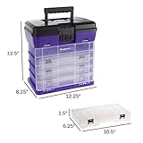 Storage and Tool Box-Durable Organizer Utility Box-4 Drawers with 19 Compartments Each for Hardware, Fish Tackle, Beads, and More by Stalwart (Purple)